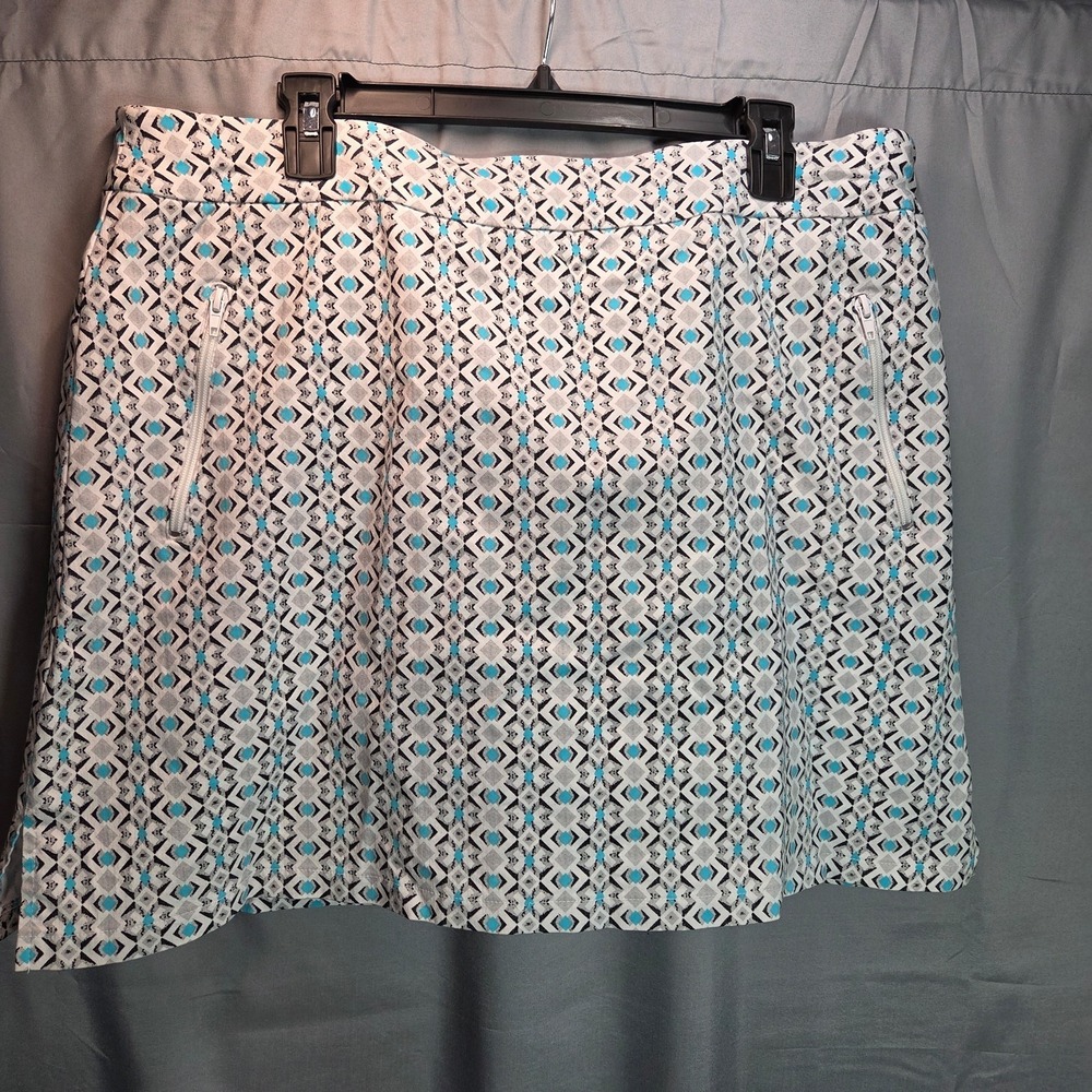 Ruby Rd‎ Athletic Skort Size 16W Geometric Zipped Pockets Athleisure Tennis